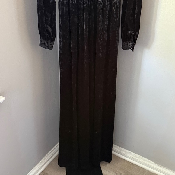 Black Velvet • Dress Maxi Long Sleeve Crushed Christmas NWT Goth XS NWT - Picture 7 of 8
